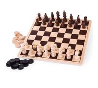 Bigjigs Toys Draughts & Chess Board Sets - 2 in 1 Wooden Chess Board & Checkers Bigjigs Toys Multicolor