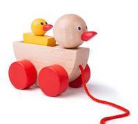 Bigjigs Toys Duck and Duckling, Wooden Push Along Toy | Wooden Duck Push Along, Develops Mobility & Motor Skills for Babies & Toddlers