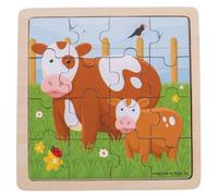 Bigjigs Toys Educational Chunky Wooden Cow & Calf Puzzle - Children's Jigsaw