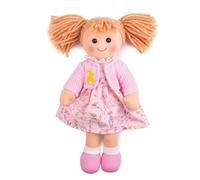 Bigjigs Toys Ella Rag Doll, 34cm Plush Pink Soft Doll from Birth