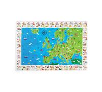 Bigjigs Toys Europe World Map Puzzle with Flags & Landmarks - 48 Piece Floor Puzzle (40cm x 58cm) For 2 3 4 5 Year Olds