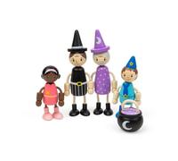 Bigjigs Toys Fairytale Dolls, Fairy, Witch, Wizard & Pixie Figure Set | Fairy, Witch, Wizard & Pixie Wooden Figures, Fantasy Dollhouse Role Play Gift for Children