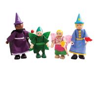 Bigjigs Toys Wooden Fantasy Dolls - Wood Doll House Figures, Playset