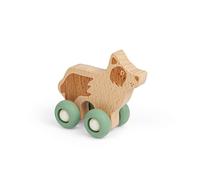 Bigjigs Toys Farm Animal on Wheels (Dog) - Mini Wooden Push Along Animals, Pocket Money Gifts For Kids, Party Bag Fillers, Baby & Toddler Toy, Age 12 + Month Olds