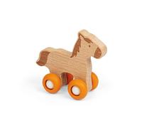 Bigjigs Toys Farm Animal on Wheels (Horse) - Mini Wooden Push Along Animals, Pocket Money Gifts For Kids, Party Bag Fillers, Baby & Toddler Toy, Age 12 + Month Olds