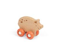 Bigjigs Toys Farm Animal on Wheels (Pig) - Mini Wooden Push Along Animals, Pocket Money Gifts For Kids, Party Bag Fillers, Baby & Toddler Toy, Age 12 + Month Olds