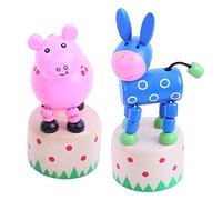 Bigjigs Toys Farm Animal Pushup (Pack of 2 - Pig and Donkey)