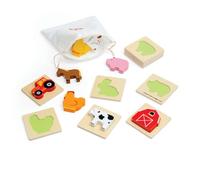 Bigjigs Toys Farm Feel and Find Puzzle, 10 Piece Wooden Sensory Puzzle | 10 Piece Wooden Sensory Farm Puzzle, Eco Friendly Early Learning Gift for Children