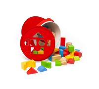 Bigjigs Toys First Building Bricks - 80pcs Wooden Blocks with Shape Sorter | Educational & Eco Friendly Activity, Montessori Gifts For Babies & Toddlers, Age 0 Months +