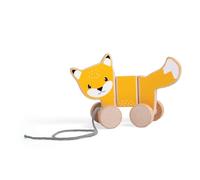 Bigjigs Toys FSC® Certified Fox Pull Along Toy - Eco-Friendly Wooden Fox with Grey Pull Cord, Quality Pull Along Toys for 1 Year Olds, Wooden Baby Toys with Non-Toxic Paints & Lacquers