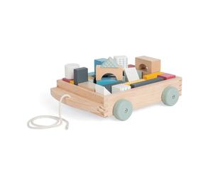 Bigjigs Toys FSC Certified Pull Along Cart with 30 Baby Blocks