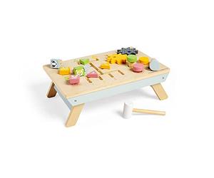 Bigjigs Toys FSC® Certified Tabletop Activity Bench - Sustainable Wooden Activity Table for 1 Year Olds, 4 Activities for Fine Motor Skills, Quality Early Development & Activity Toys