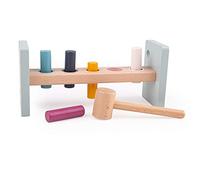 Bigjigs Toys FSC® Certified Wooden Hammer Bench - Sustainable 7 Piece Wooden Hammer Toy, Quality Toys for 1 year old, Eco-Friendly Pounding Toy