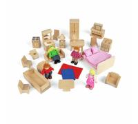 Bigjigs Toys Wooden Doll House Furniture Set, Multi