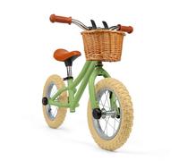 Bigjigs Toys Green Balance Bike With Basket - Pedal Free Toddler Bikes, Green