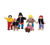 Bigjigs Toys Heritage Playset Wooden Pirate Figures - 6 Pirate Wooden Dolls, Quality Pirate Ship Accessories, Unique Pirate Ship Toys for Kids, Dolls House People