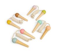 Bigjigs Toys Ice Cream Skipping Ropes - 2pcs Wooden Skipping Rope Set, Pocket Money Gifts For Girls & Boys, Kids Party Bag Fillers, Age 3 Years Old +