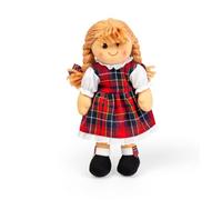 Bigjigs Toys Iona Doll Medium | 30cm Rag Dolls for Baby Girl or Boy | Soft Plush Toy for Babies & Toddlers | First Dolly with Tartan Dress & Bow Accessories | Comforting Gifts for Children from Birth+