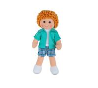 Bigjigs Toys Jacob Doll, 25cm Soft & Cuddly Ragdoll in Shorts & Green Shirt