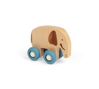 Bigjigs Toys Jungle Animal on Wheels Elephant, Wooden Mini Push Along Toy