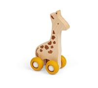 Bigjigs Toys Jungle Animal on Wheels (Giraffe) - Mini Wooden Push Along Animals, Pocket Money Gifts For Kids, Party Bag Fillers, Baby & Toddler Toy, Age 12 + Month Olds