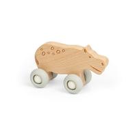 Bigjigs Toys Jungle Animal on Wheels (Hippo) - Mini Wooden Push Along Animals, Pocket Money Gifts For Kids, Party Bag Fillers, Baby & Toddler Toy, Age 12 + Month Olds