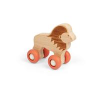 Bigjigs Toys Jungle Animal on Wheels (Lion) - Mini Wooden Push Along Animals, Pocket Money Gifts For Kids, Party Bag Fillers, Baby & Toddler Toy, Age 12 + Month Olds