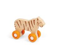 Bigjigs Toys Jungle Animal on Wheels (Tiger) Mini Wooden Push Along Animals