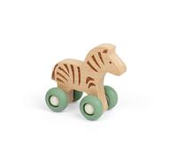 Bigjigs Toys Jungle Animal on Wheels (Zebra) - Mini Wooden Push Along Animals, Pocket Money Gifts For Kids, Party Bag Fillers, Baby & Toddler Toy, Age 12 + Month Olds