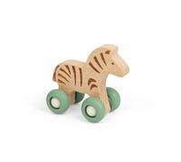 Bigjigs Toys Jungle Animal on Wheels Zebra, Wooden Mini Push Along Toy | Wooden Mini Zebra Push Along, Pocket Money Gift for Kids, Party Bag Filler, Age 12+ Months