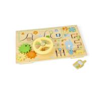 Bigjigs Toys Jungle Busy Board - Wooden Montessori Toy For Babies & Toddlers, Kids Car Seat & Plane Activities, Early Learning, Eco Friendly Gifts For Children, Age 12 Months +