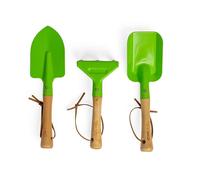 Bigjigs Toys Kids Gardening Tools Set - 3 Piece Metal Garden Tools Toy Set with Hand Fork, Trowel and Rake, Quality Gardening Set with Wooden Handles