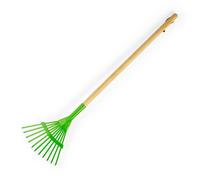 Bigjigs Toys Kids Long Handled Leaf Rake with Wooden Handle - Rake for Leaves, Quality Kids Gardening Tools & Childrens Gardening Sets, Outdoor & Garden Toys