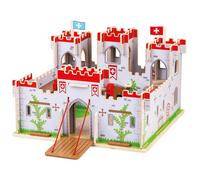 Bigjigs Toys King George's Castle Wooden Toy for Kids Age 3+ | Working Slot-Together Fort with Drawbridge, Balconies & Doors | Medieval Wood Toys for Fantasy Role Play | Educational Gift for Children
