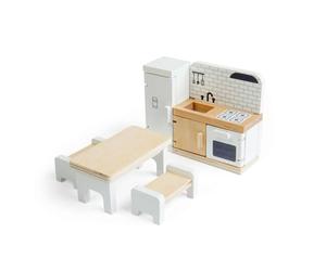 Bigjigs Toys Kitchen Set, Dolls House Furniture with Fridge, Oven & Sink