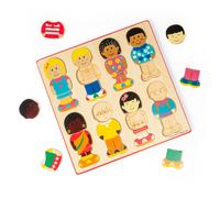 Bigjigs Toys Little Friends Wooden Puzzle | Kids Matching Top & Tail Family Game | Jigsaw with Multicultural People Figures | Educational Gifts for 3+ Year Olds | Montessori Toy for Girls & Boys