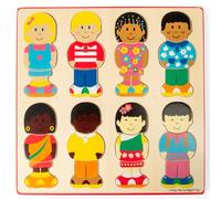 Bigjigs Toys Little Friends Wooden Puzzle, Matching Top & Tail Family Game | Multicultural People Figures, Jigsaw with Top & Tail Matching, Montessori Educational Gift for Girls & Boys, Age 3+