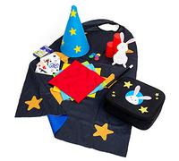Bigjigs Toys Magic Kit, 12 Piece Kids Magic Set with Star Cape & Top Hat