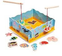 Bigjigs Toys Magnetic Wooden Fishing Game Set with Rods | Wooden Magnetic Fishing Activity, Develops Hand-Eye Coordination, Fun Family Game for Children