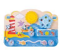 Bigjigs Toys Marine Baby Activity Table Board - Educational Activity Tables for 6 months +, Wooden Baby Toys 6-12 Months that Attach to Cot Bed