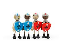 Bigjigs Toys Medieval Knights Dolls, Set of 4 Knight for Wooden Castle | 4 Knight Figures with Shields, History & Fantasy Role Play, Educational Gift for Children, Age 18+ Months