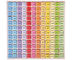Bigjigs Toys Multiplication Table Tray, Wooden Times Tables Puzzle for Kids | 1-12 Times Tables, Colour-Coded Number Blocks, Answers on Reverse, Educational Maths Gift for Boys & Girls Age 3+