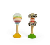 Bigjigs Toys Musical Shaker Set, 2 Piece Rainbow Maraca & Bell Stick