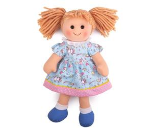 Bigjigs Toys Olivia Rag Doll, 34cm Soft Doll with Removable Clothes