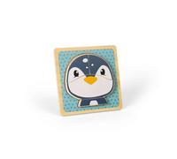 Bigjigs Toys Penguin Chunky Puzzle - 4 Piece Wooden Animal Jigsaw with Tray, Fun Educational Shape Puzzles, Baby & Toddler Montessori Toy, Sustainably Made Gifts For 10 Month Old +