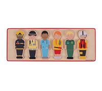 Bigjigs Toys People Who Help Us Puzzle, 18 Piece Emergency Services Jigsaw | Wooden Montessori Emergency Services Jigsaw, Baby & Toddler Educational Toy, Gift for Girls & Boys, Age 1+