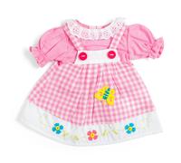 Bigjigs Toys Pink Checkered Pinafore Dress (Medium) | Soft Doll Dresses | Dolls Clothes for a Kids Ragdoll | Pinafores with White Puffy Sleeve Details for Children's Ragdolls | Toddler Role Play Gifts
