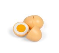 Bigjigs Toys Play Food Eggs, 2 Piece Wooden Egg Halves, Eco Friendly