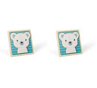 Bigjigs Toys Polar Bear Chunky Puzzle - 4 Piece Wooden Animal Jigsaw with Tray, Fun Educational Shape Puzzles, Baby & Toddler Montessori Toy, Sustainably Made Gifts For 10 Months Old + (Pack of 2)