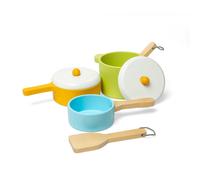 Bigjigs Toys Wooden Pots & Pans Set, Multi